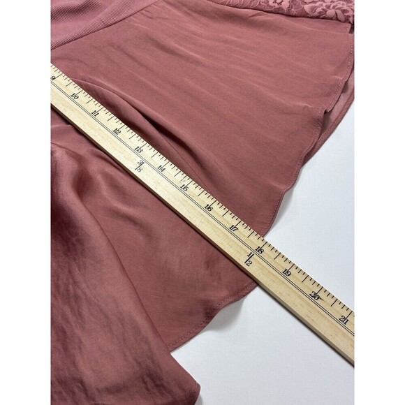 Free People Jazzy Dress Pink Rose Large Blouson Asymmetrical Hemline Lace Boho - Picture 9 of 16